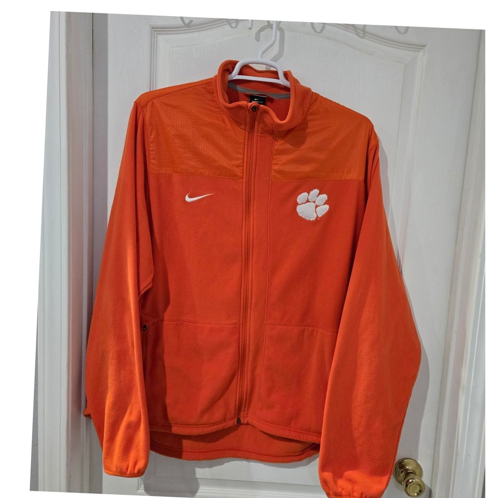 Nike Full Zip Fleece Jacket Mens XXL Orange Clemson Tigers Therma-FIT
